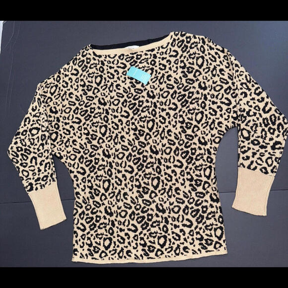 Maurices Cheetah Cat Print Dolman Sweater Quiet Luxury Classic Business Casual - Picture 1 of 14